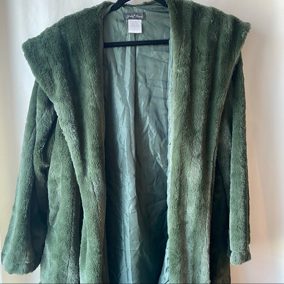 Faux Fur Coat Jacket Evergreen Green 